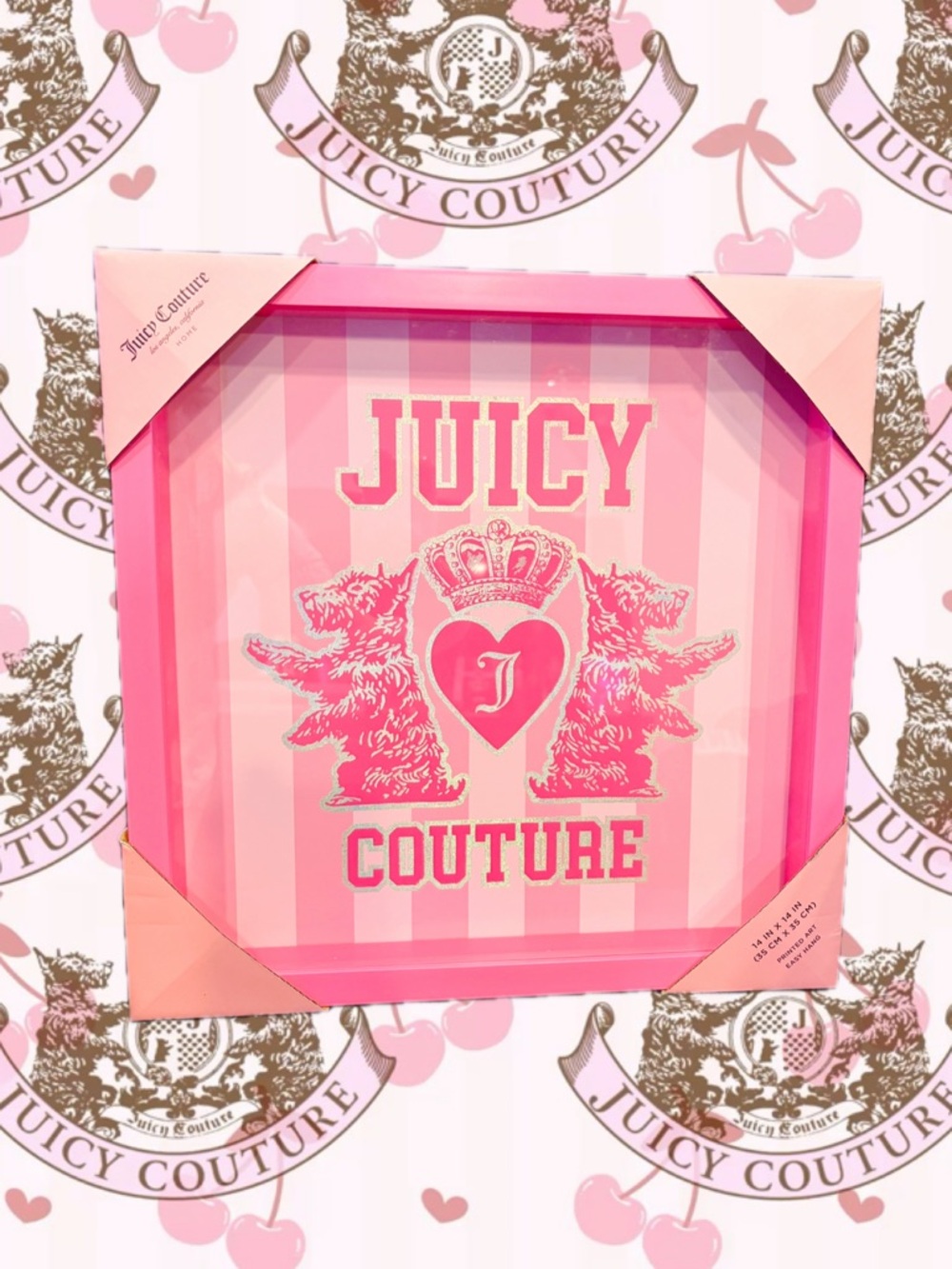 New Juicy Couture Pink Scottie Dogs Wall Art Decor